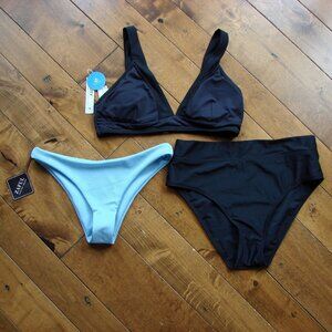 Cupshe Black Bikini Size Large Zaful Blue Bikini Bottom Size Medium NEW NWT